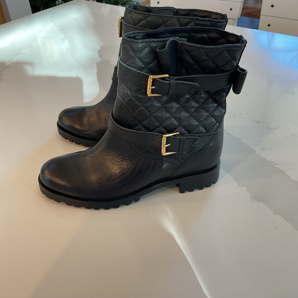 Kate Spade Samara Black Quilted Moto Boots